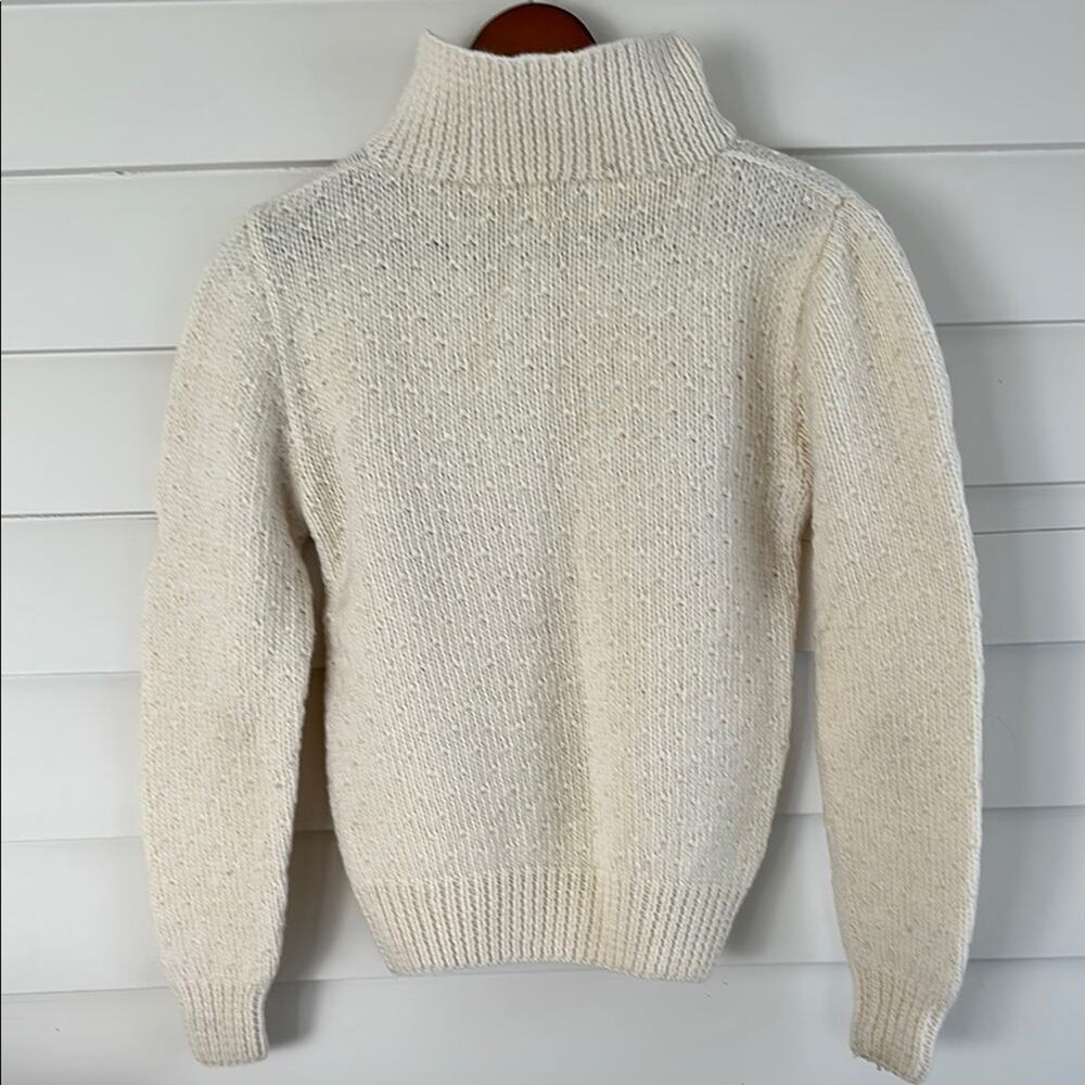 Vintage 100% Wool Cable Knit Sweater Cream Cottagecore Hand Knit Pointelle XS - Picture 3 of 8